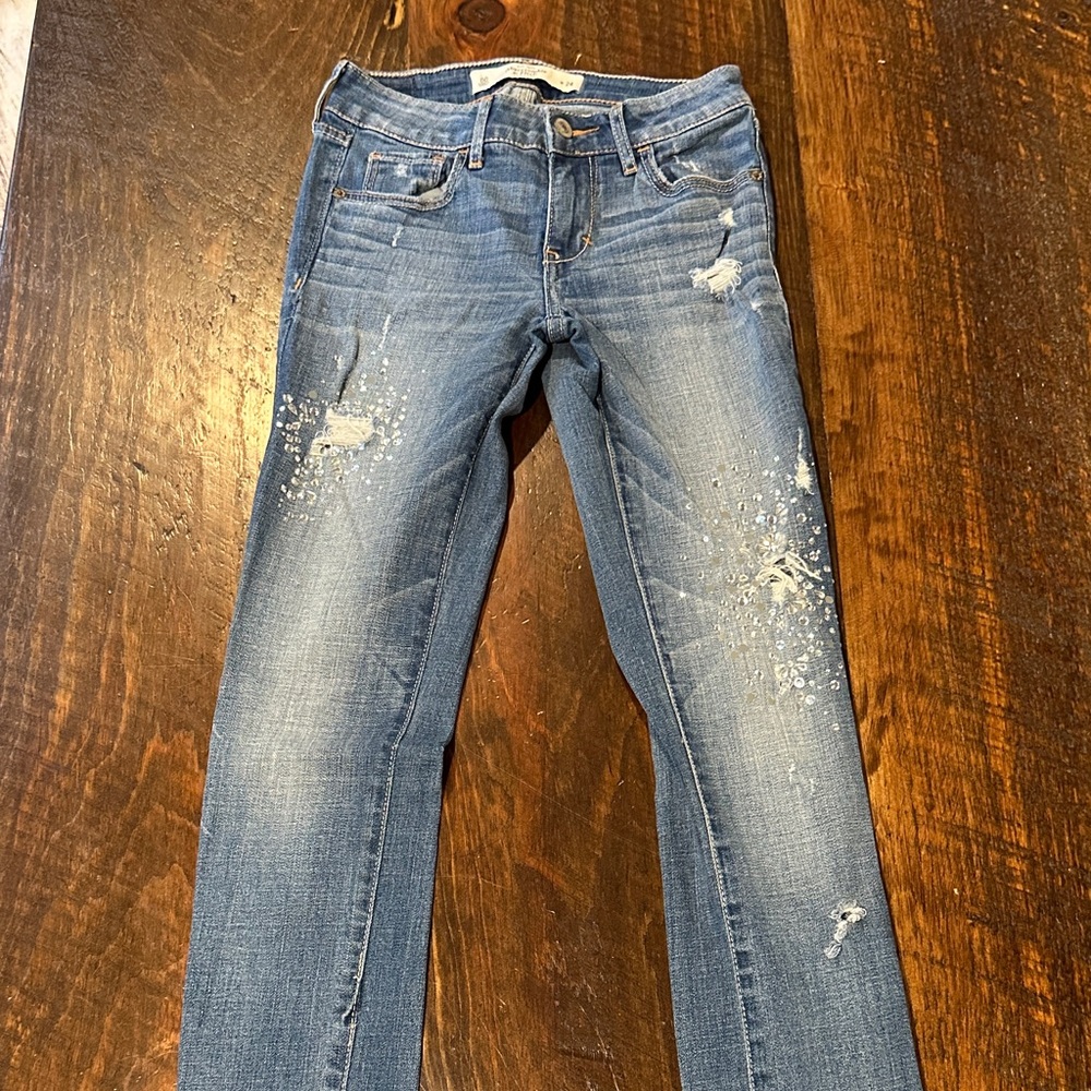 Abercrombie & Fitch Light Blue Distressed Skinny Jeans